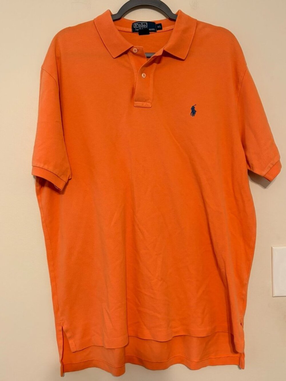 Men's PRL Polo Ralph Lauren Orange Blue Pony 100% Cotton Polo Shirt SIze XL